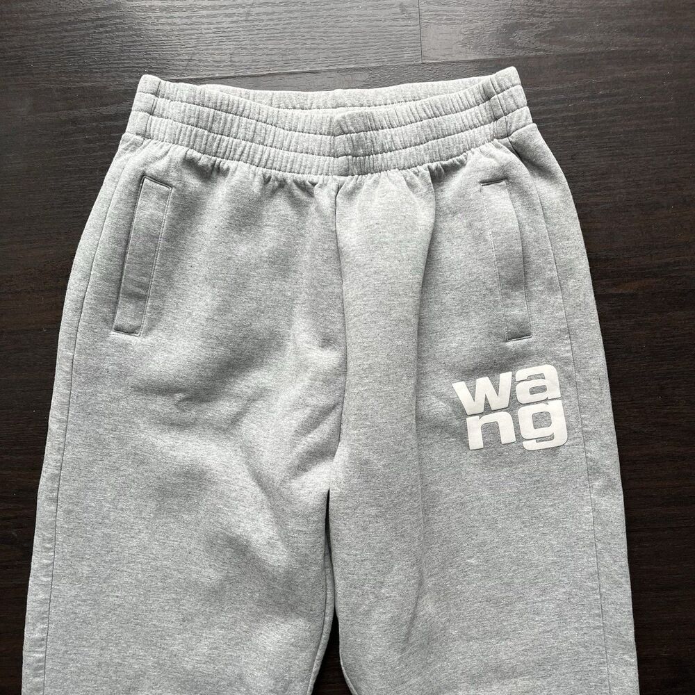 Alexander Wang Puff Logo Lightweight Soft Sweatpants WANG Box Logo Sz M Gray